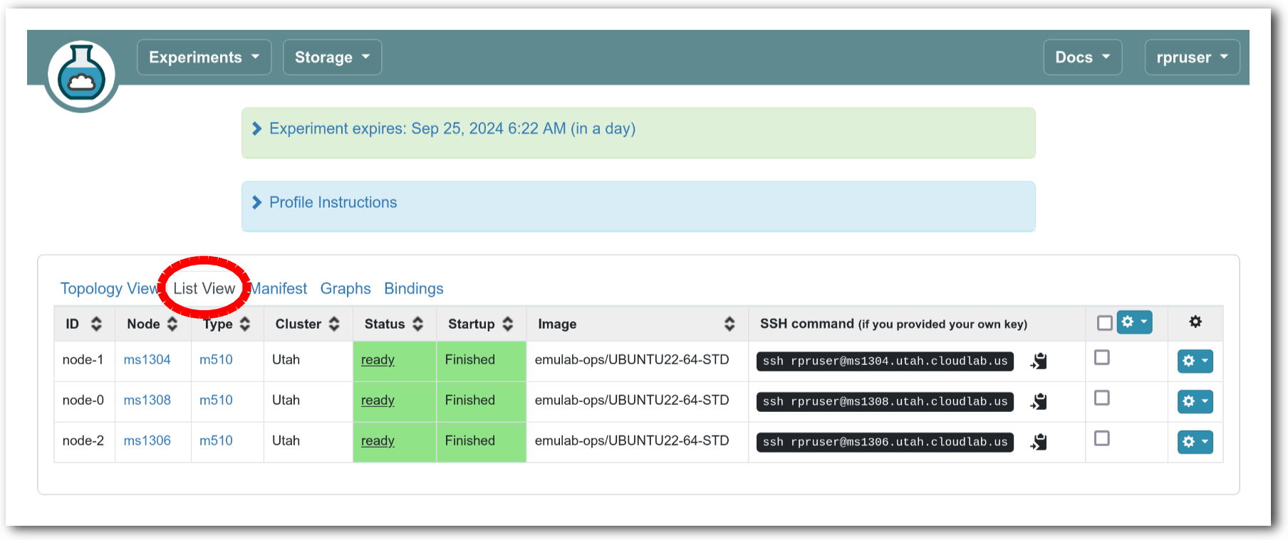 screenshots/clab/k8s-tutorial/experiment-list.png